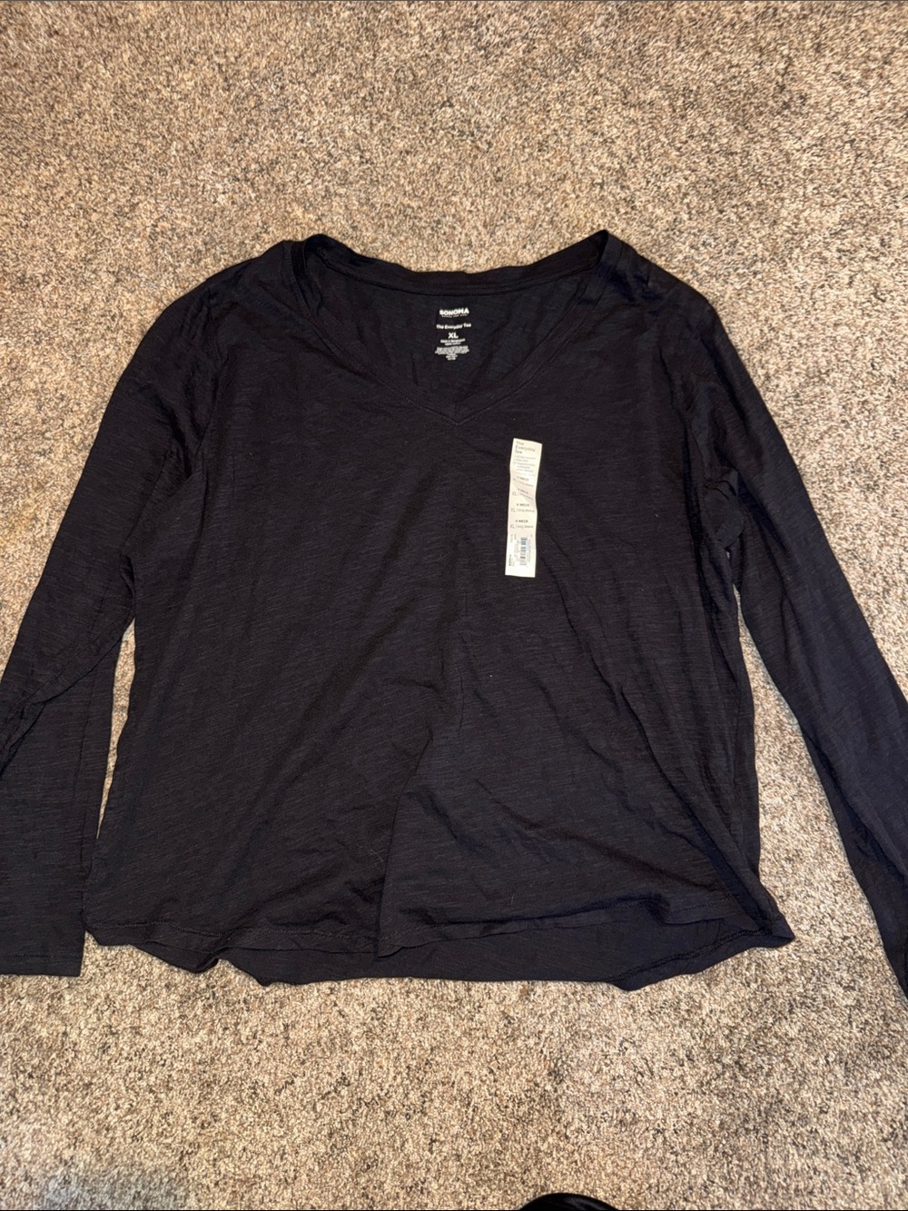 Sonoma Black Long Sleeve V-Neck Top